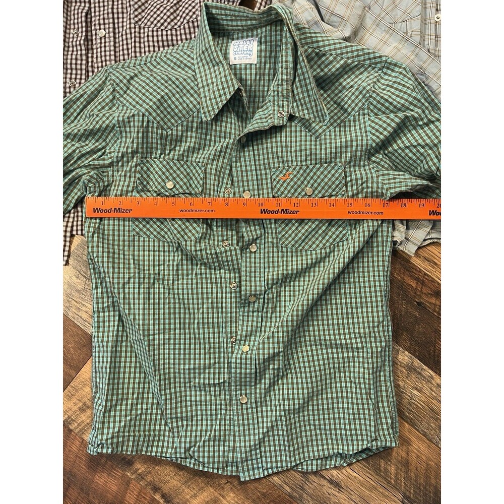 Hollister Western Pearl Snap Shirt Lot 3 Small Plaid Long Sleeve Button Up - Picture 4 of 11